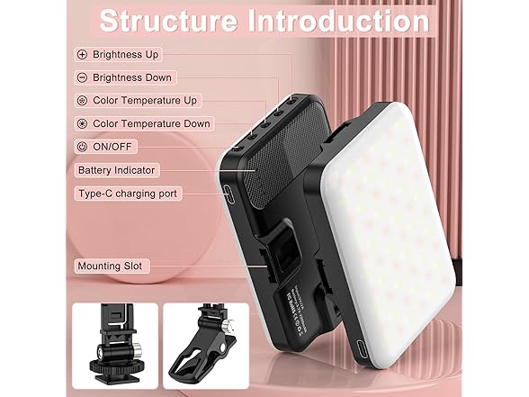 Anautin Selfie Light, 60 LED 2200mAh Rechargeable Cell Phone Fill Light