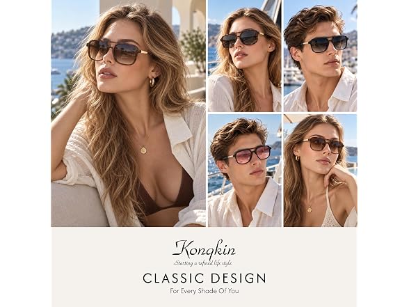 Konqkin Retro Aviator Sunglasses
