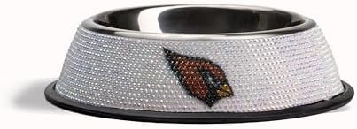 The Memory Company Officially Licensed Stainless Steel Pet Bowl, Premium Bling Team Logo Dog & Cat Food & Water Dish, Non-Slip Rubber Base, for Large/Small Breeds