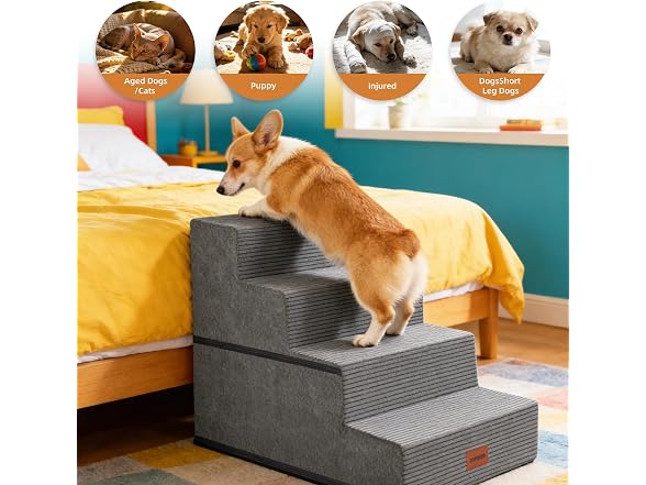 NAPWAYS Dog Stairs for Small Dogs, 18"