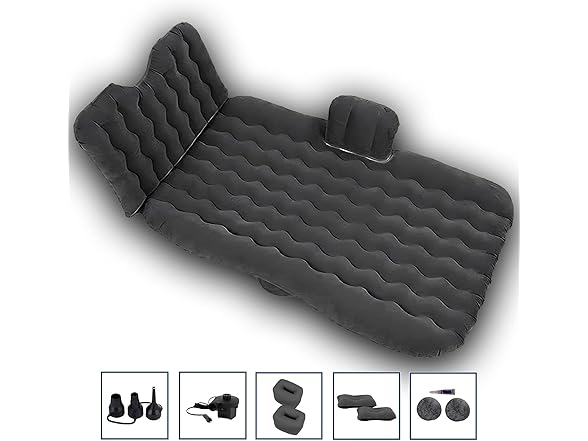 Zone Tech TA0003 Inflatable Car Travel Air Mattress Black