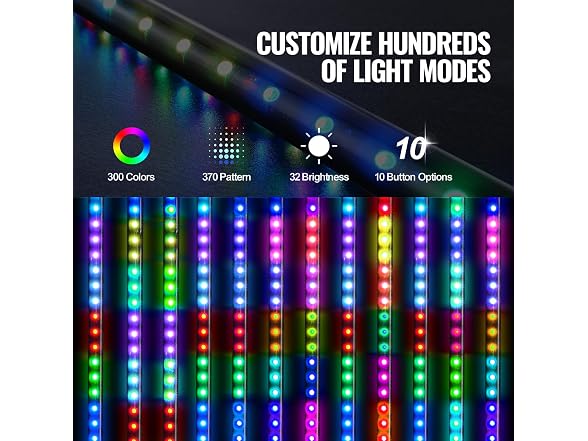 2 PCS 4 FT Whip Light, APP & RF Remote Control
