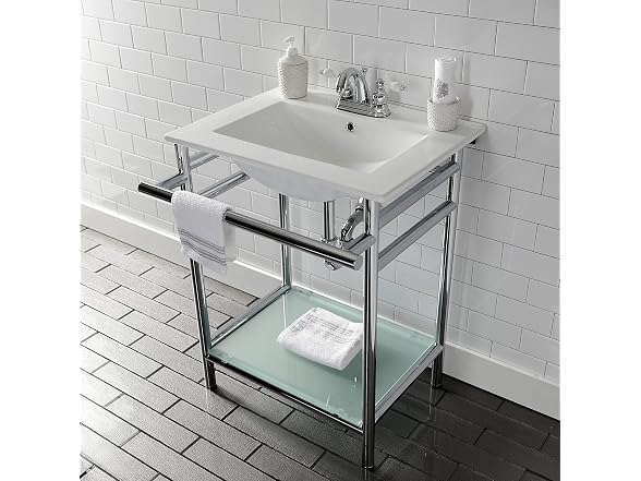 Kingston Brass 24" Ceramic Console Sink, White/Polished Chrm