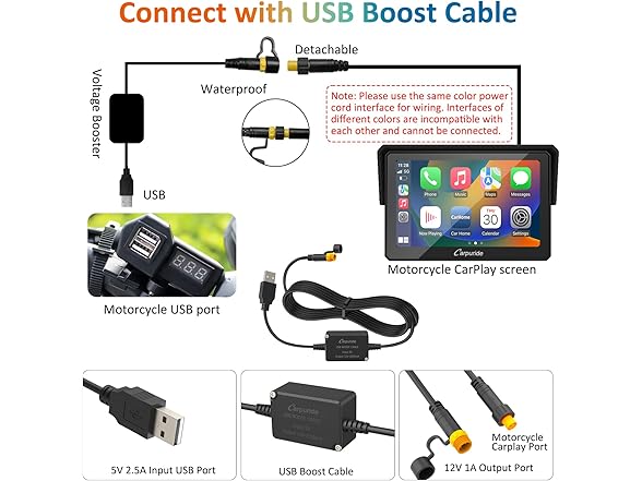 5" Motorcycle CarPlay Screen Waterproof