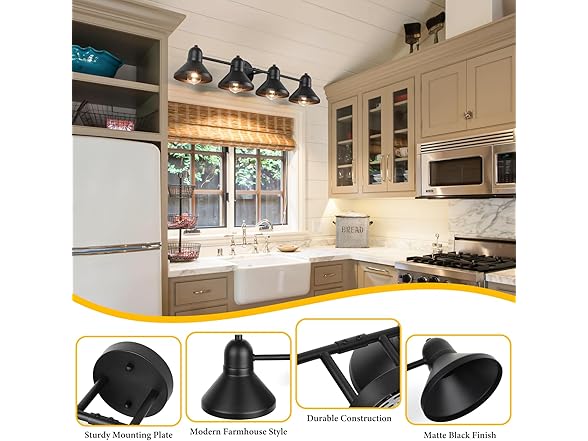 Bairt Bathroom Black Vantity Light