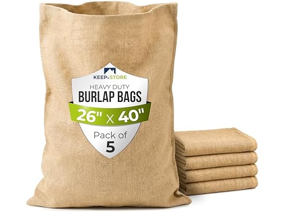 Burlap Storage Bags 26" x 40", Pack of 5