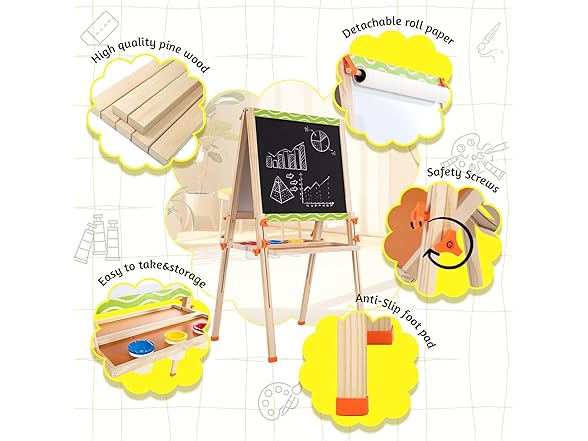 Wooden Art Easel for Kids