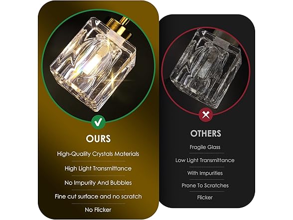 Modern Crystal Chandelier, 6-Light Gold Flush Ceiling Light