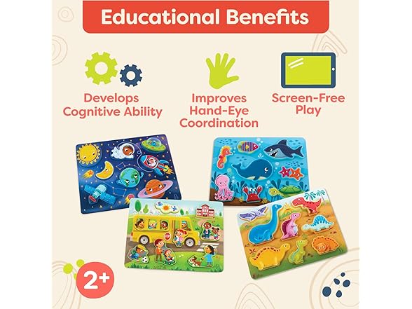 B. toys – Chunky Puzzle 4 Pack: Bus, Sea, Space, Dino