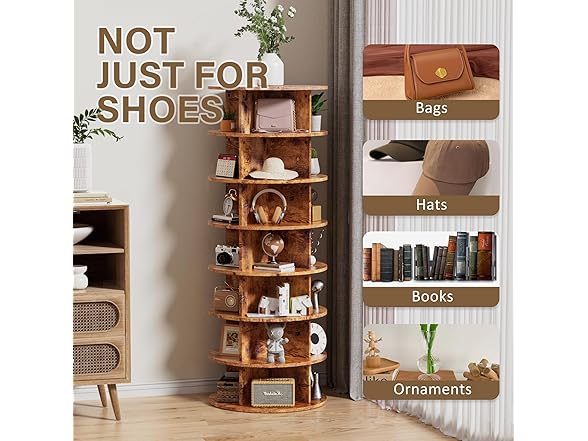 Rosedate Rotating Shoe Rack Tower 360° - Spinning Shoe Stora (Open Box)