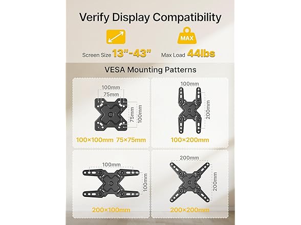 monTEK Full Motion TV Wall Mount Bracket | 13-43"