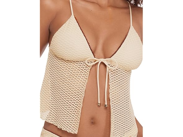 Steve Madden Women Tie Front Crop Swim Tankini Top