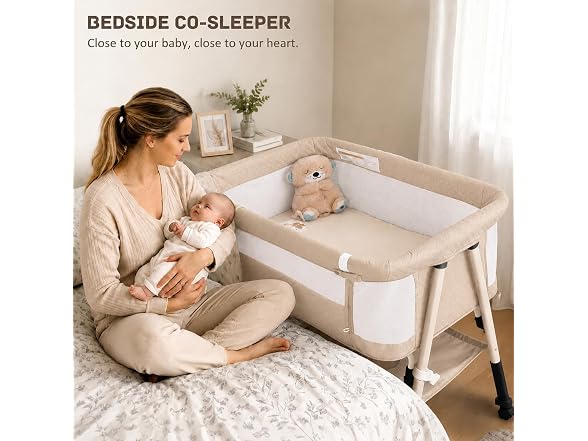 Bolmen Beige Baby Bassinet Bedside Sleeper