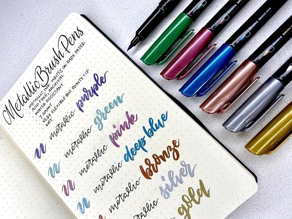 Zebra Pen Metallic Brush Pen, Assorted Ink