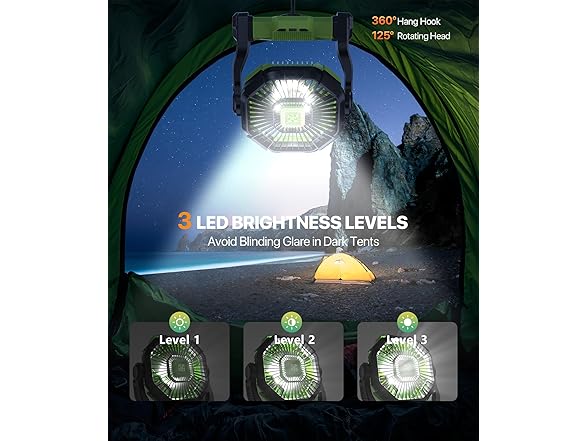 12000mAh Camping Fan with Led Lantern