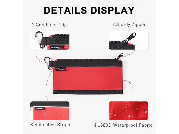 IRONLAND Small Tool Pouches with Zipper