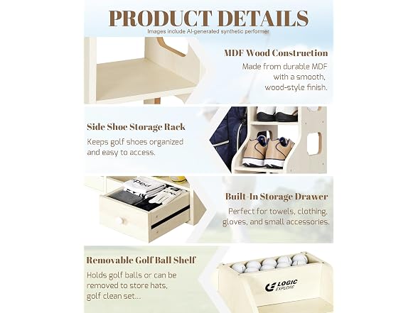 Premium Wooden Golf Bag Organizer Rack