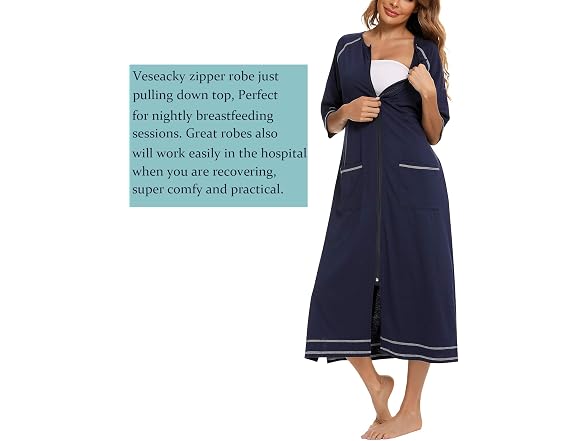 Veseacky (XL) Full Length Zipper Soft Cotton Robe