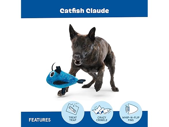 Barkbox Catfish Claude Dog Toy – Plush Squeak Toy