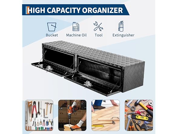 Takywep 72'' Heavy Duty Aluminum Truck Tool Box Black