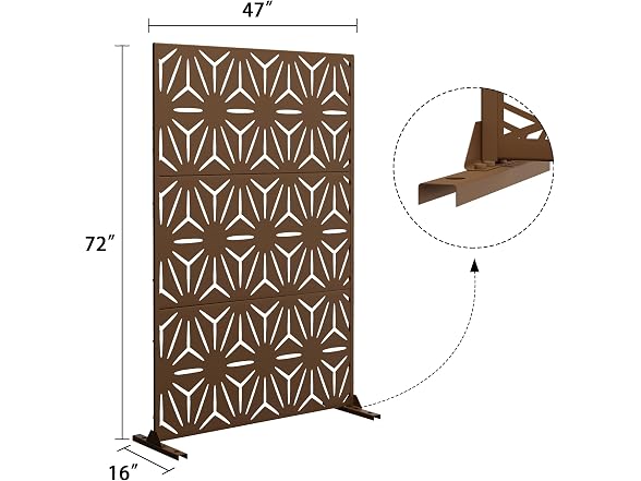 Freestanding Metal Privacy Screen 72" x 47"