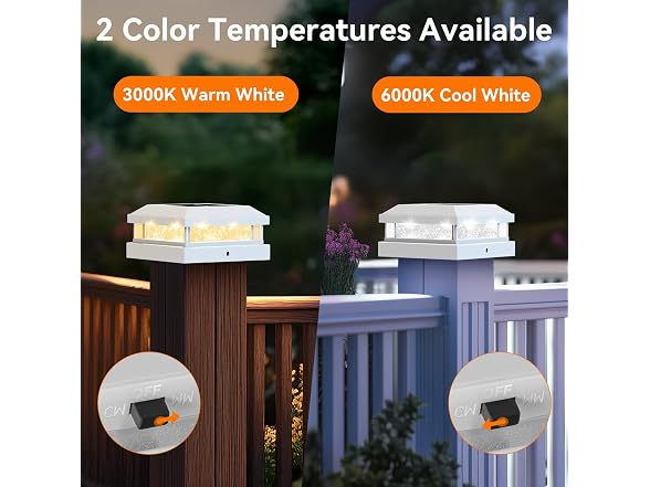 Brightever Solar Post Cap Lights Outdoor 12-Pack White
