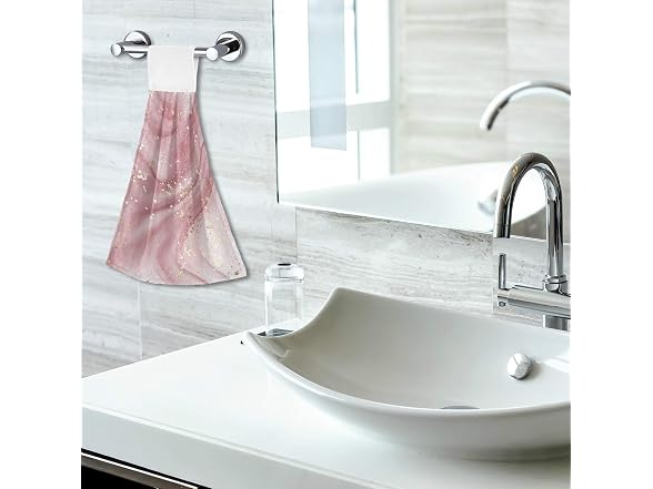 Hand Towel Pink Marble Golden Hanging Tie Towels - 2PK