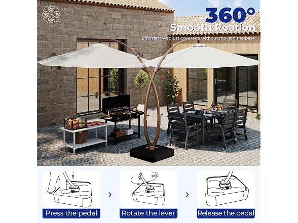 BRIOPAWS 11FT-Cantilever-Patio-Umbrella-with-Base-Included