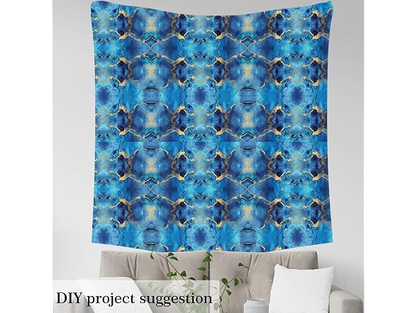 Erosebridal Blue Gold Upholstery Fabric, Marble