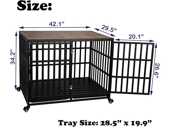 44 Inch Heavy Duty Dog Crate for Large Medium