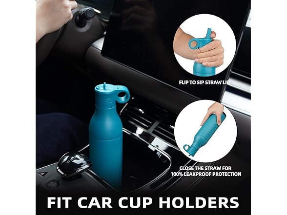 Stainless Steel Water Bottle with Straw Grey