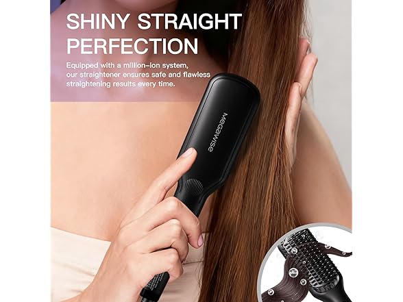 MEGAWISE Pro Ceramic Ionic Hair Straightener Brush
