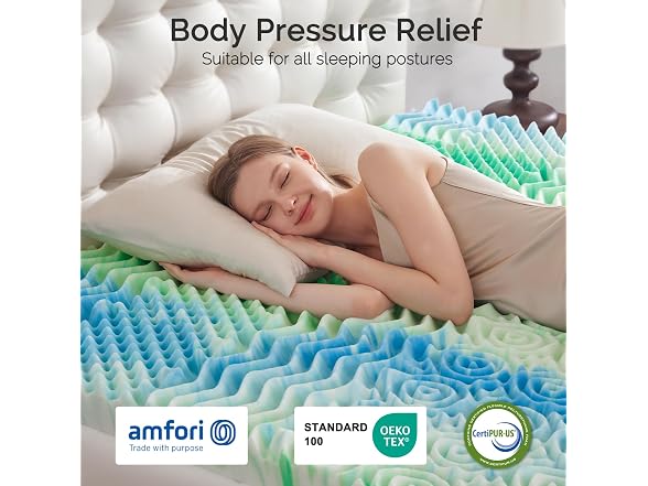 SOOSLEEPY 2 Inch 7-Zone Memory Foam Mattress Topper