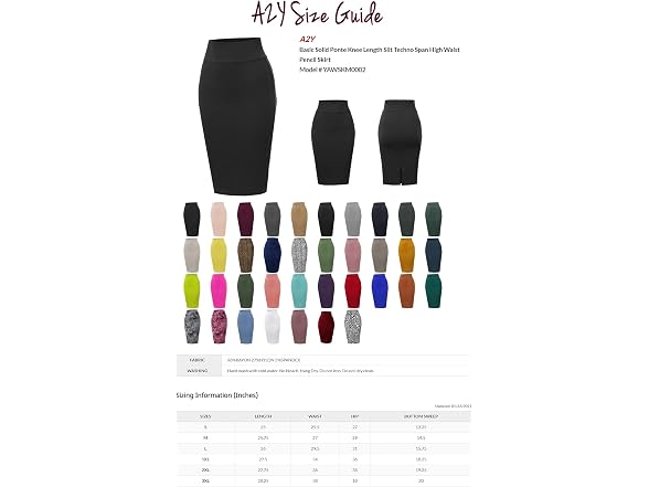 A2Y Women (M) Solid Ponte Knee Length Slit Skirt