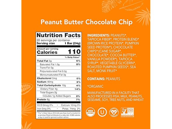 20CT ALOHA Organic Plant Based Protein Bar MINIS