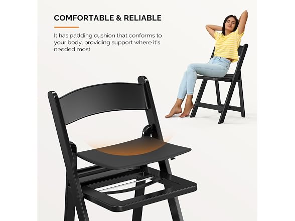 VINGLI Resin Folding Chairs with Cushion 4pk - Gallery 4