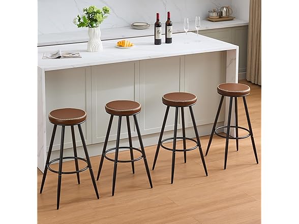 FIRAVOE Swivel Bar Stools Set of 4, Modern 28" Counter Heigh (Open Box)