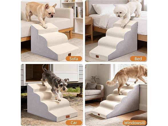 NAPWAYS Dog Stairs for Small Dogs and Cats, 22.6" H, 5-Step