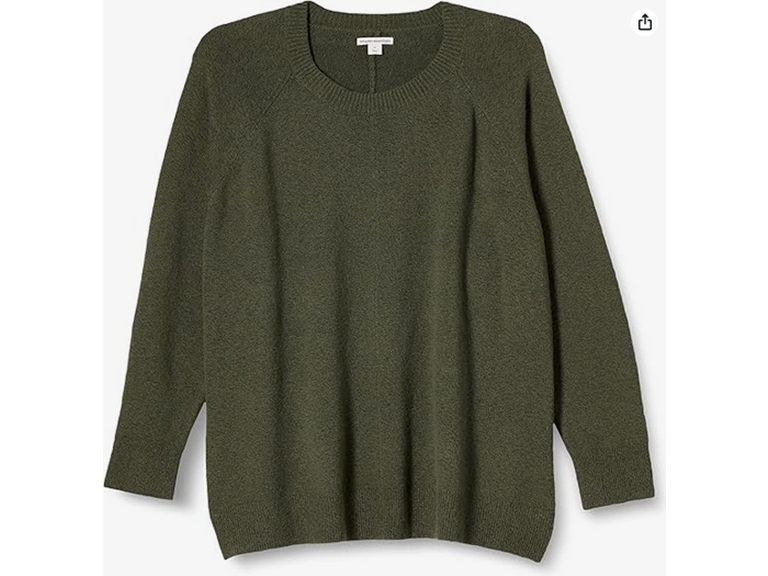 Amazon Essentials Women's Crewneck Sweater, Classic-Fit, Soft Touch, Long Sleeve, Plus-Size Available, Dark Olive, 6X