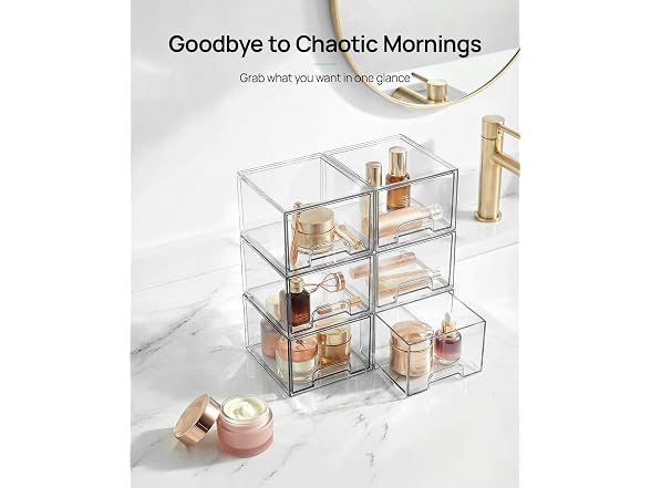 Vtopmart 4 Pack Clear Stackable Storage Drawers