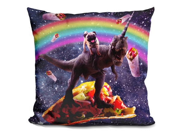 Space Pug Riding Dinosaur Unicorn - Taco & Burrito Pillow