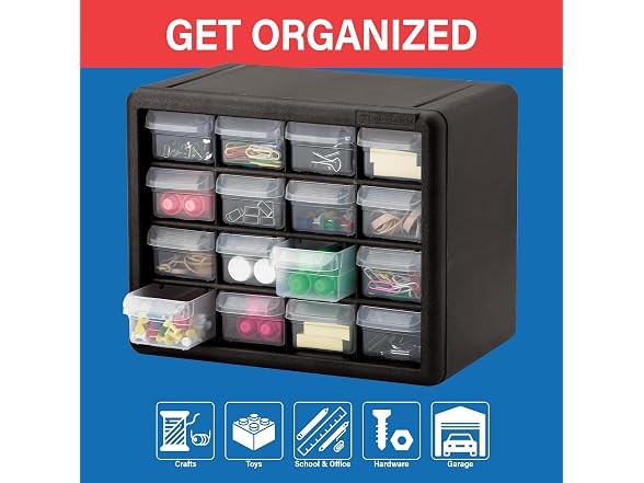 Akro-Mils 16-Drawer Plastic Drawer Storage Cabinet for Gar