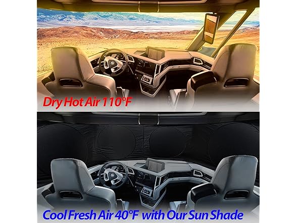 Zone Tech SS0025 Semi-Truck Sunshade for Windshield Grey