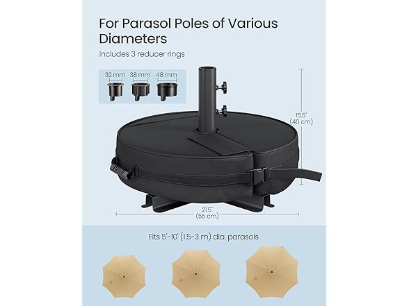 SONGMICS UGUB0041B01 Umbrella Base, Round, Black