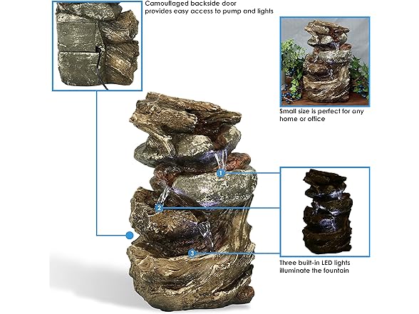 Sunnydaze Indoor Fountain with LED Lights 10.5"