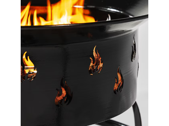Portable Steel Camping Fire Pit w/ Lava Rock