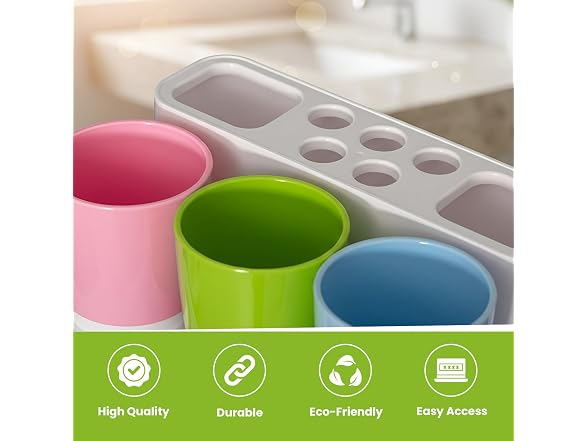 Basicwise Plastic Bathroom Toothbrush Holder