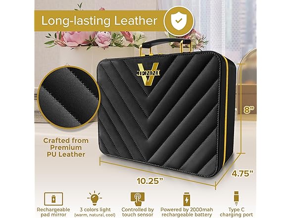 JENNI V Upscale PU Leather Makeup Bag