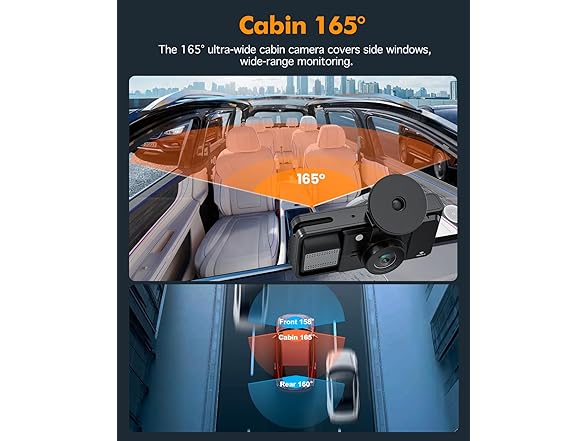 YEECORE Real 4K 3 Channel Dash Cam Front and Rear Inside