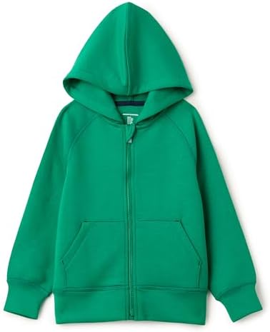 Amazon Essentials Boy's Active Sweat Relaxed-Fit Full Zip Hoodie, Emerald Green, X-Small